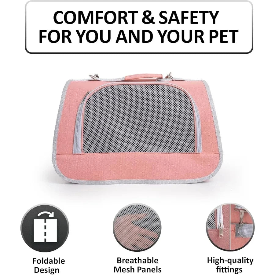 Folding Small Pet Carrier – Waterproof Travel Bag for Cats & Small Dogs
