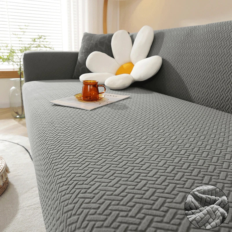 Jacquard Elastic Sofa Cover – Stretch Polar Fleece Slipcover