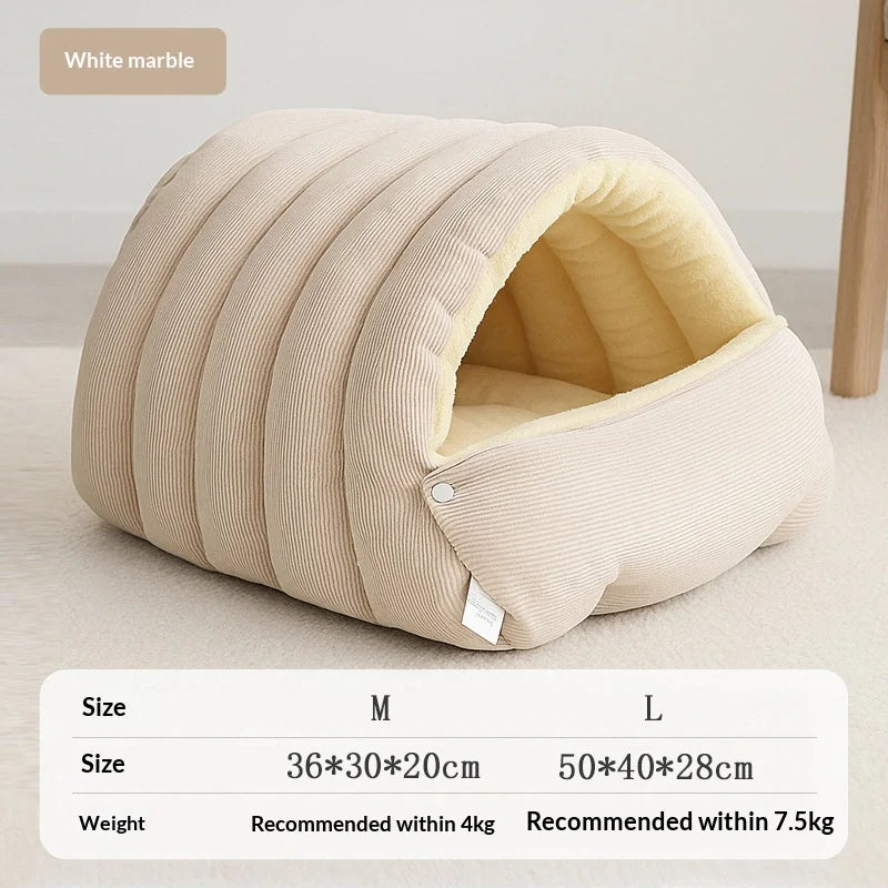 Winter Thermal Plush Enclosed Cat Bed – Warm & Washable Cat House