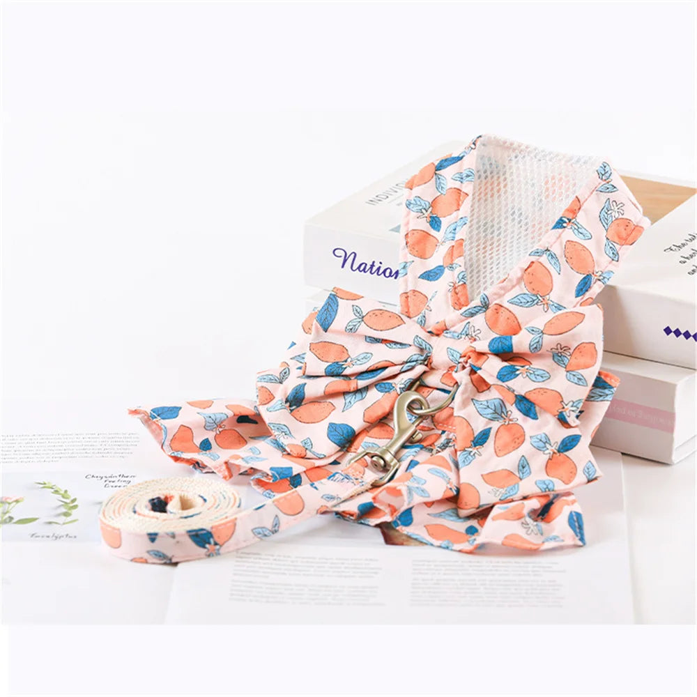 🌸 Floral Pet Dress Set with Bow – Summer Outfit for Cats & Small Dogs