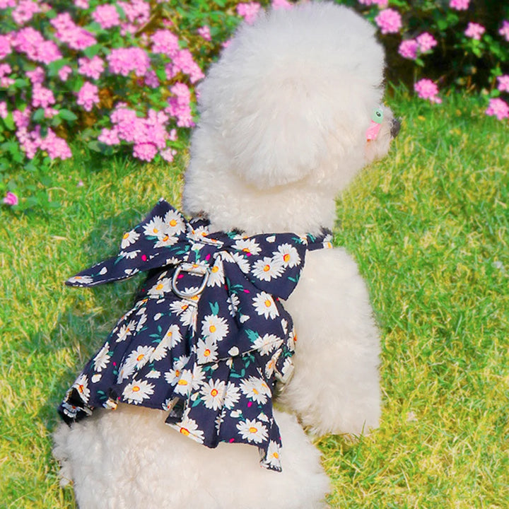 🌸 Floral Pet Dress Set with Bow – Summer Outfit for Cats & Small Dogs