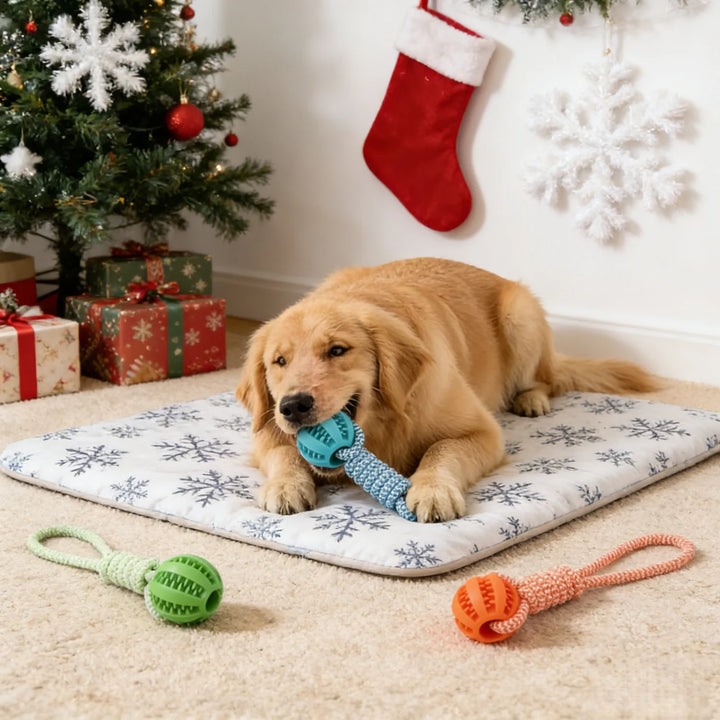 Braided Rope Dog Toy Ball – Chew, Dental Cleaning & Treat Dispenser