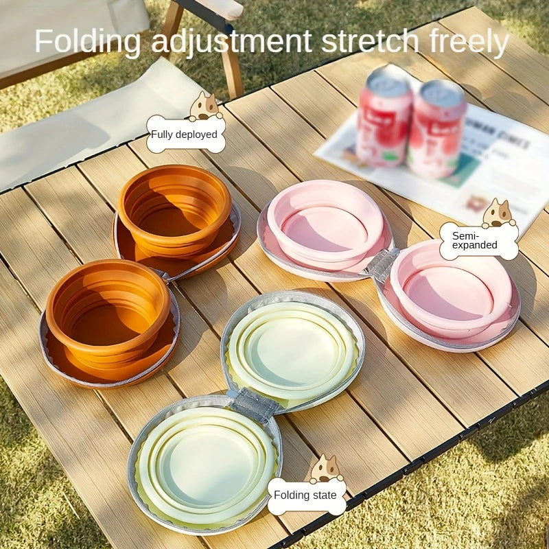 2-in-1 Foldable Silicone Dog Bowl – Portable Travel Feeding & Water Bowl