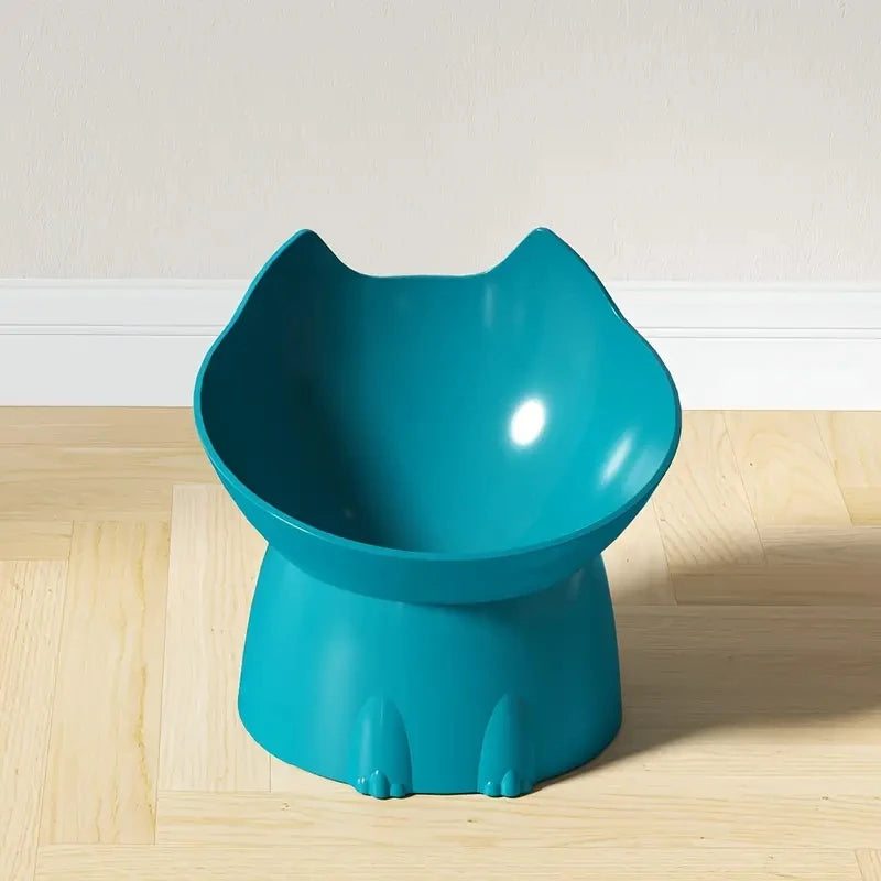 Elevated Cat Bowl – Anti-Tip Raised Feeding Dish with Tilted Edge