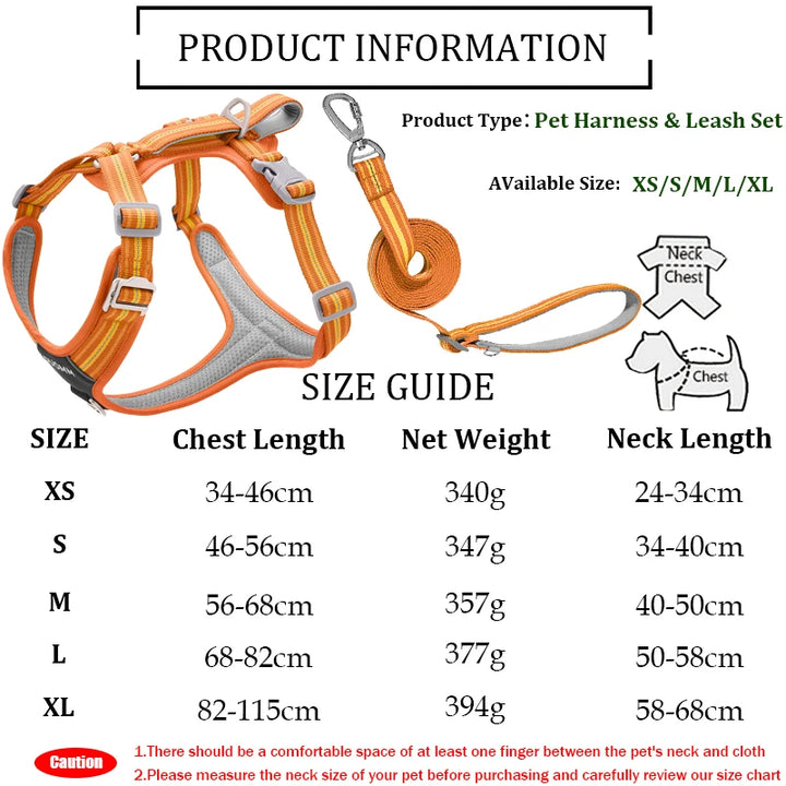 Reflective Adjustable Dog Harness – Explosion-Proof Safety Vest