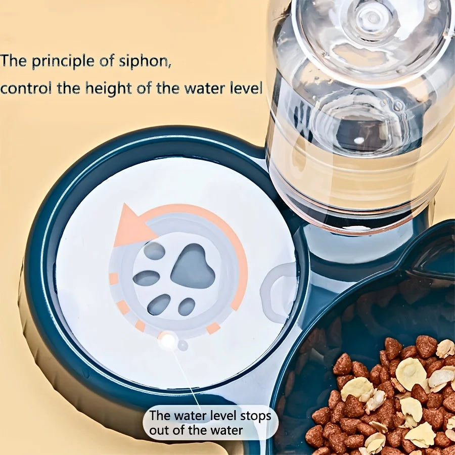 3-in-1 Cat Feeding & Water Bowl – Tilted Ear Design with Gravity Water Feeder