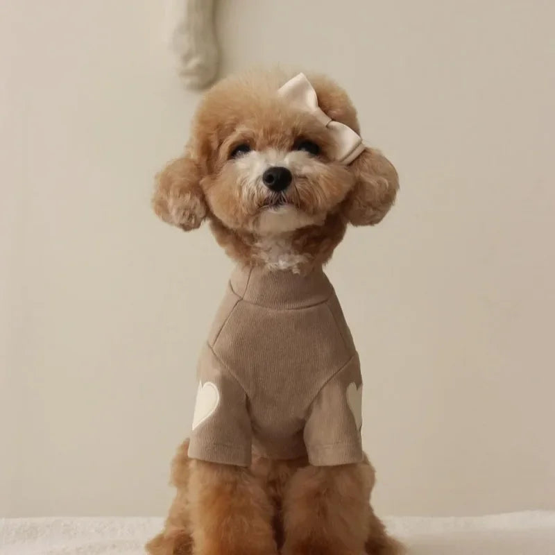 🧸 Cute Bear Love Winter Dog Hoodie – Warm Pet Sweatshirt