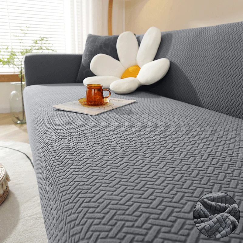 Jacquard Elastic Sofa Cover – Stretch Polar Fleece Slipcover