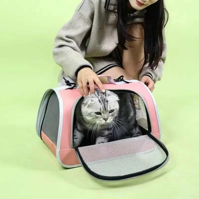 Folding Small Pet Carrier – Waterproof Travel Bag for Cats & Small Dogs