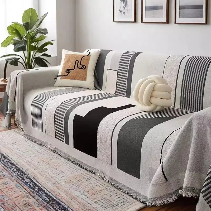 Nordic Geometric Sofa Cover – Soft Anti-Slip Couch Slipcover