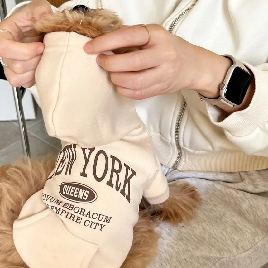 Teddy Letter Print Dog Hoodie – Warm Autumn & Winter Sweatshirt
