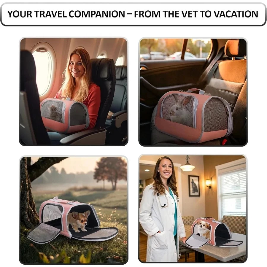 Folding Small Pet Carrier – Waterproof Travel Bag for Cats & Small Dogs