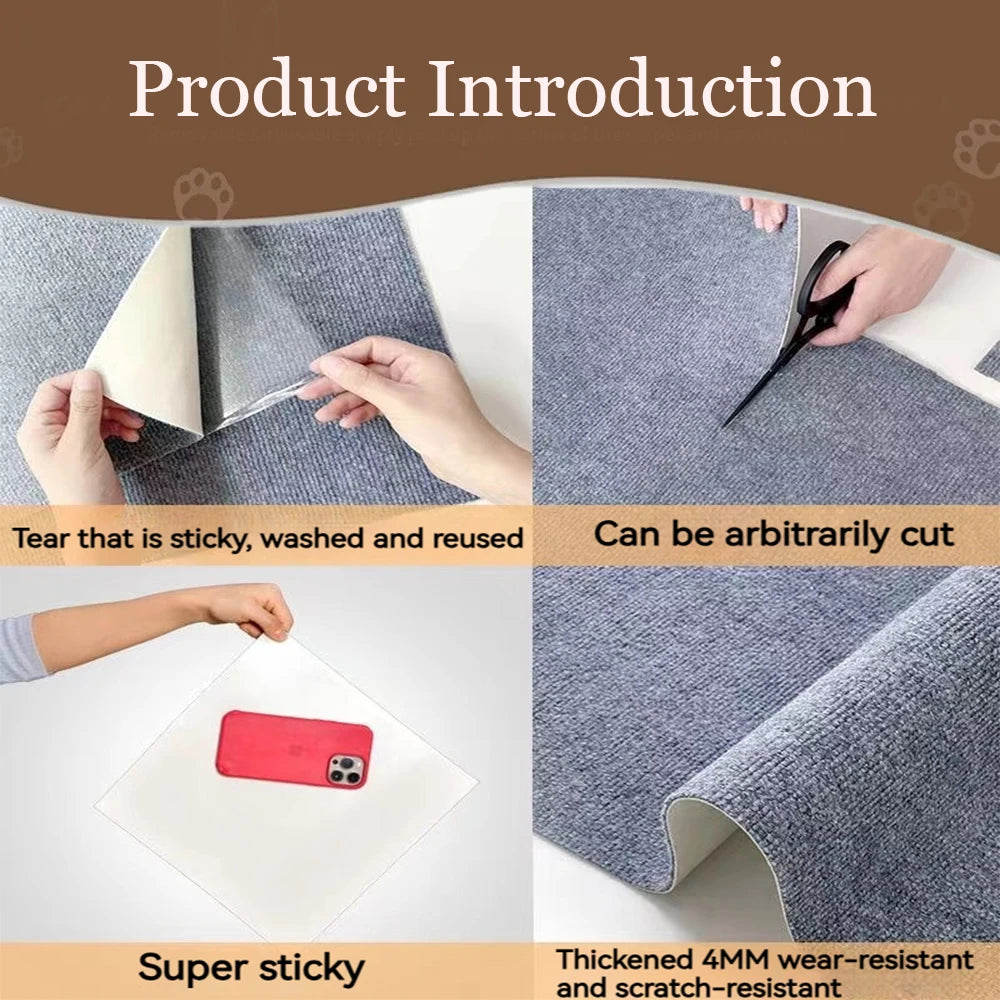 Self-Adhesive Cat Scratching Mat – Trimmable Carpet Furniture Protector