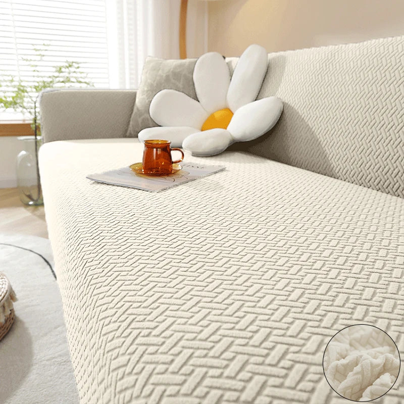 Jacquard Elastic Sofa Cover – Stretch Polar Fleece Slipcover