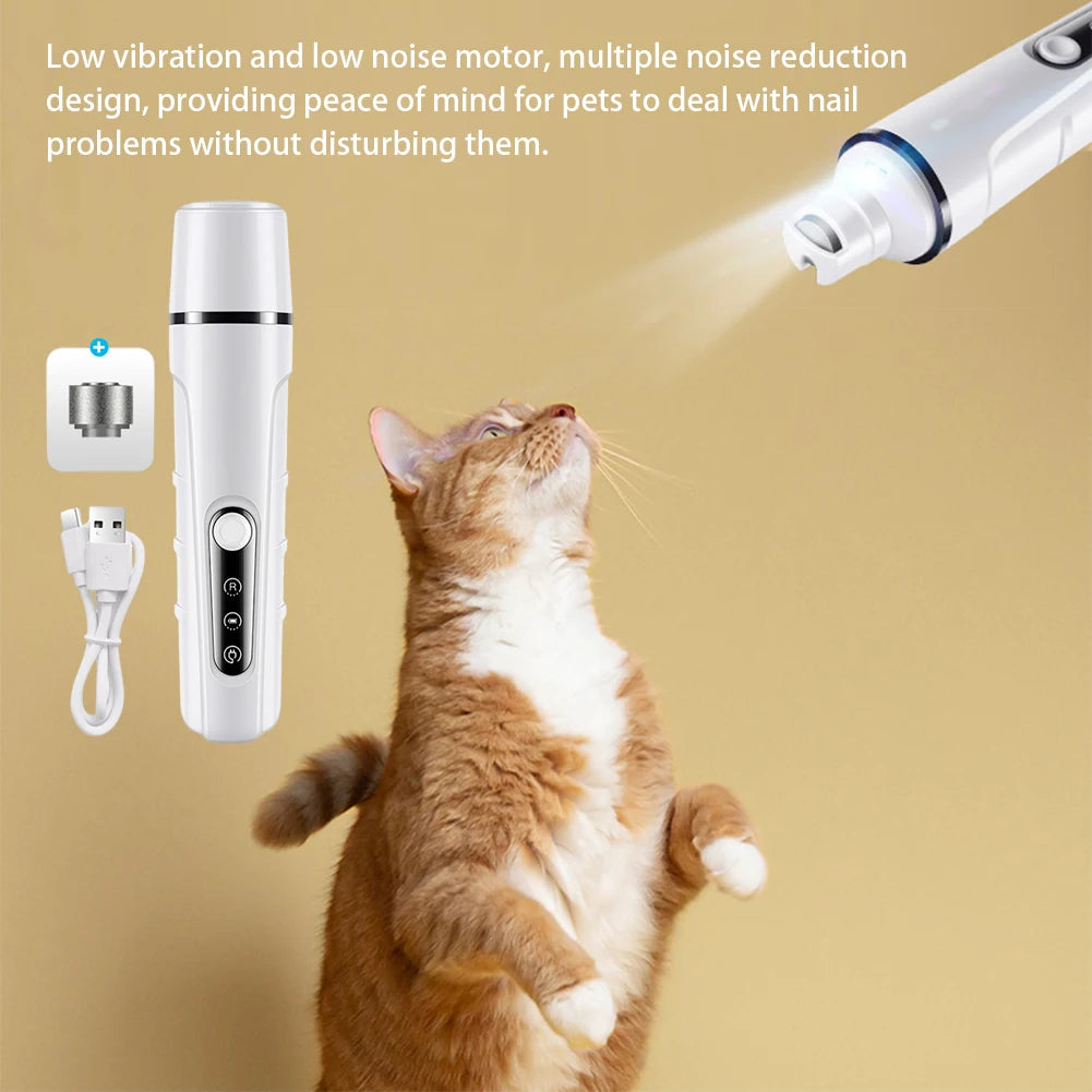 Electric Pet Nail Grinder with LED Light – Dog & Cat Paw Grooming Tool