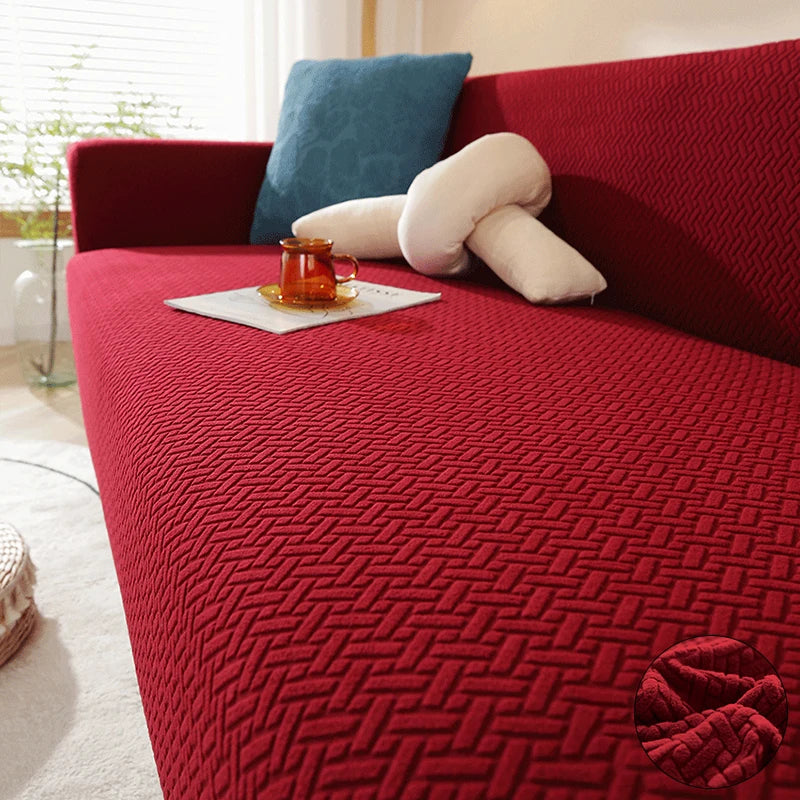 Jacquard Elastic Sofa Cover – Stretch Polar Fleece Slipcover