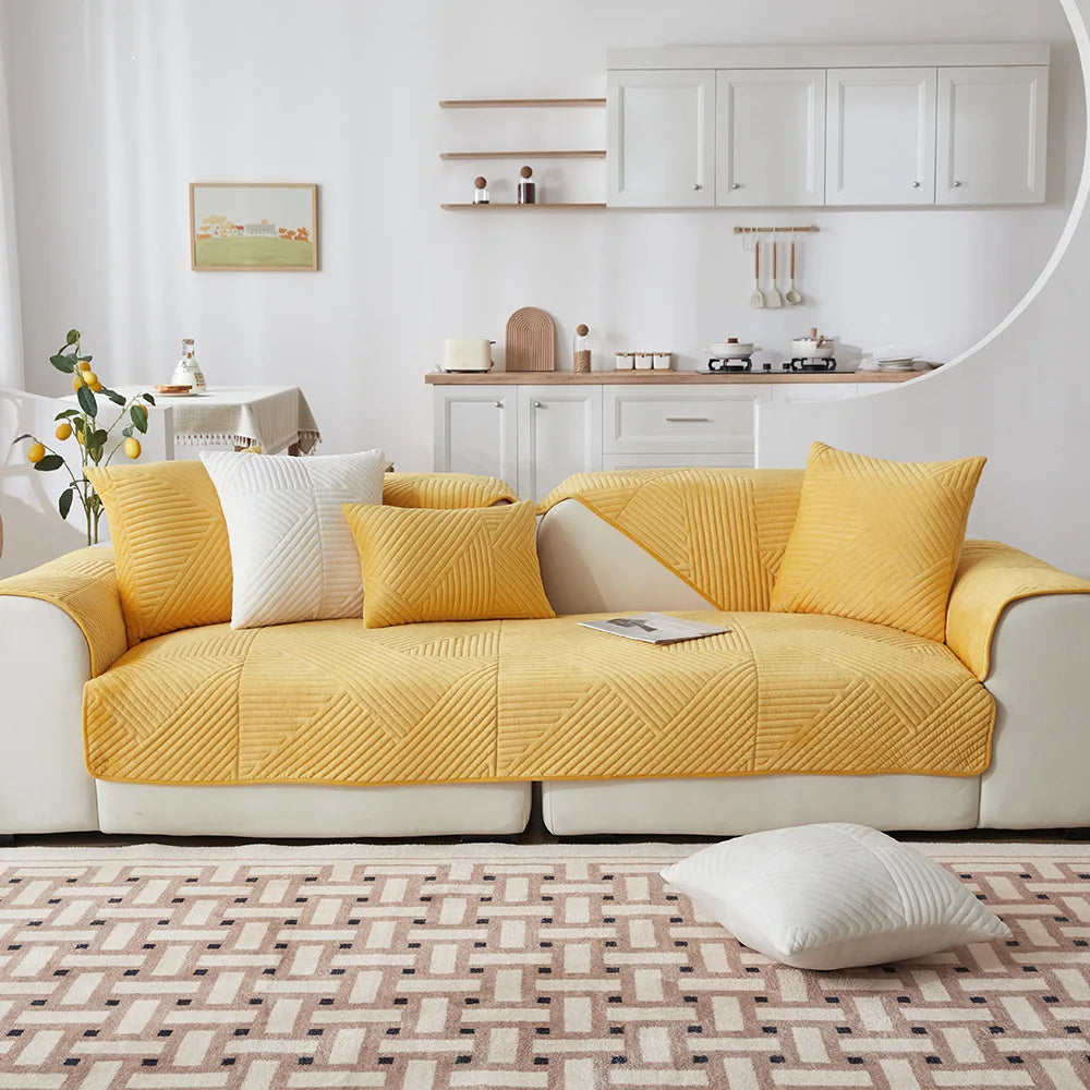 Crystal Velvet Non-Slip Sofa Cover – Modern Slipcover for Living Room