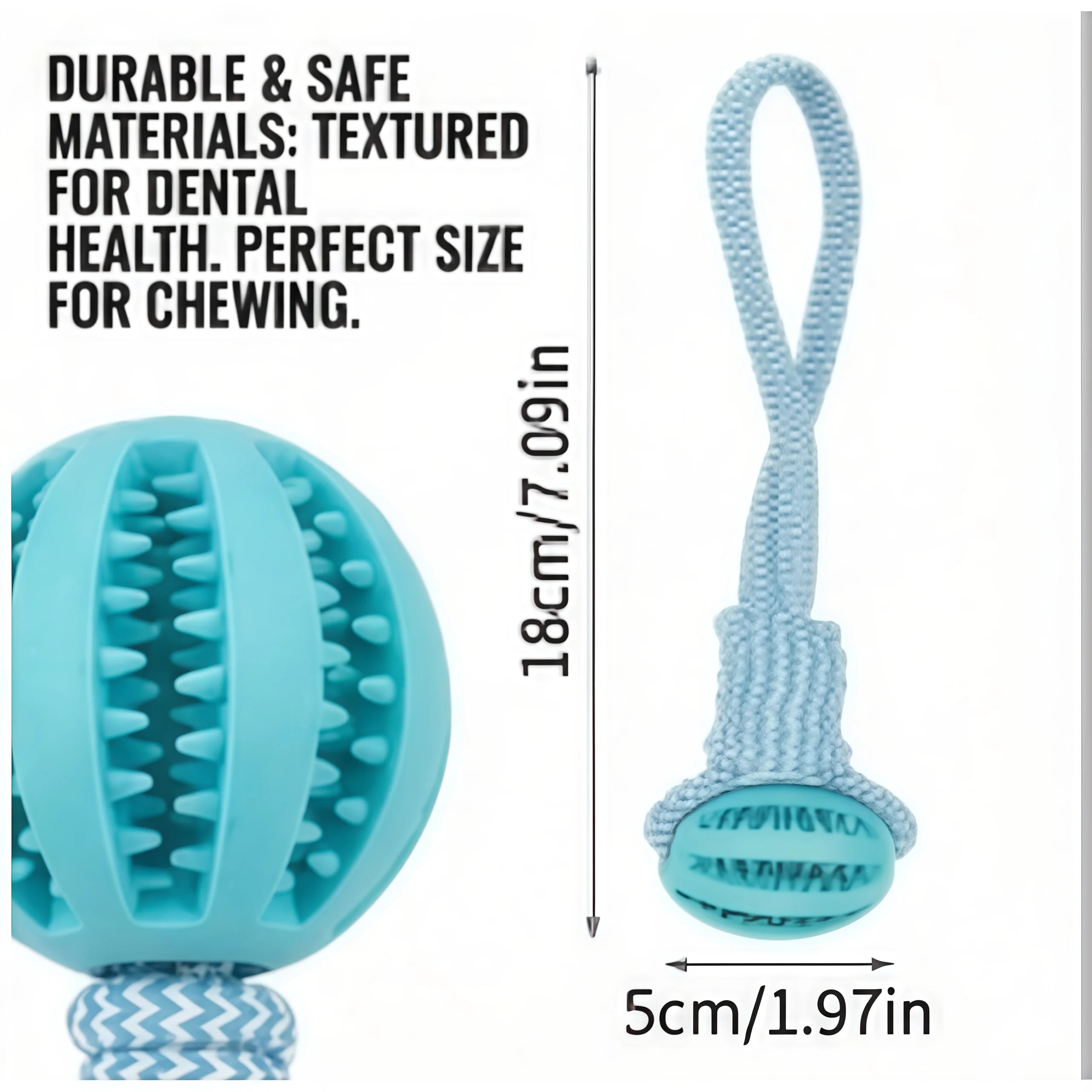 Braided Rope Dog Toy Ball – Chew, Dental Cleaning & Treat Dispenser