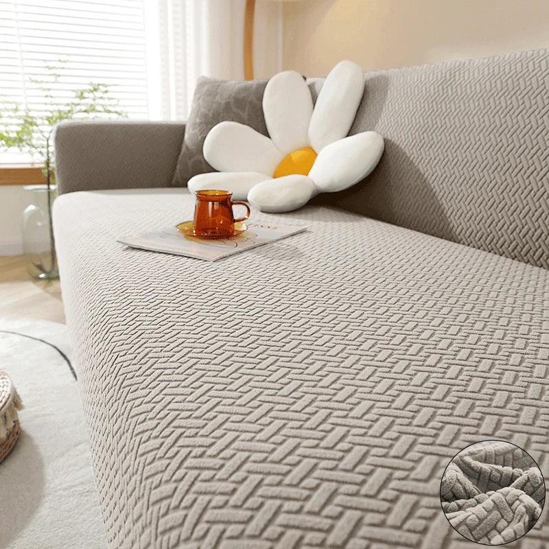 Jacquard Elastic Sofa Cover – Stretch Polar Fleece Slipcover