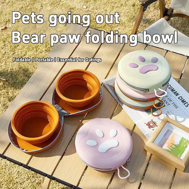 2-in-1 Foldable Silicone Dog Bowl – Portable Travel Feeding & Water Bowl