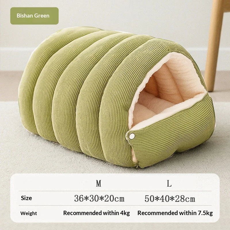Winter Thermal Plush Enclosed Cat Bed – Warm & Washable Cat House