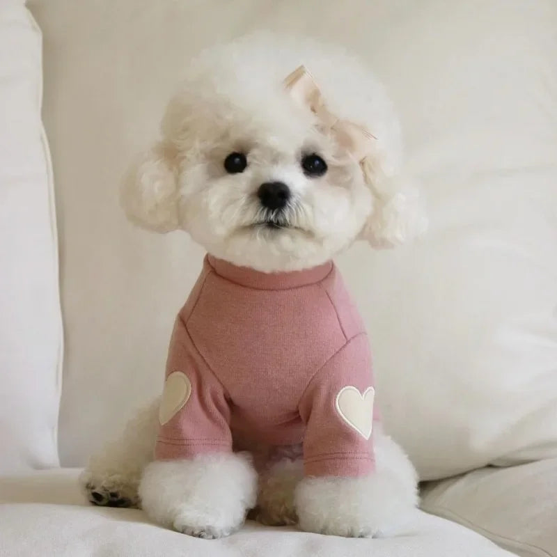 🧸 Cute Bear Love Winter Dog Hoodie – Warm Pet Sweatshirt