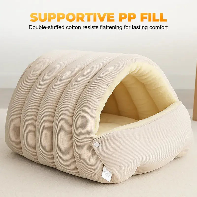 Winter Thermal Plush Enclosed Cat Bed – Warm & Washable Cat House