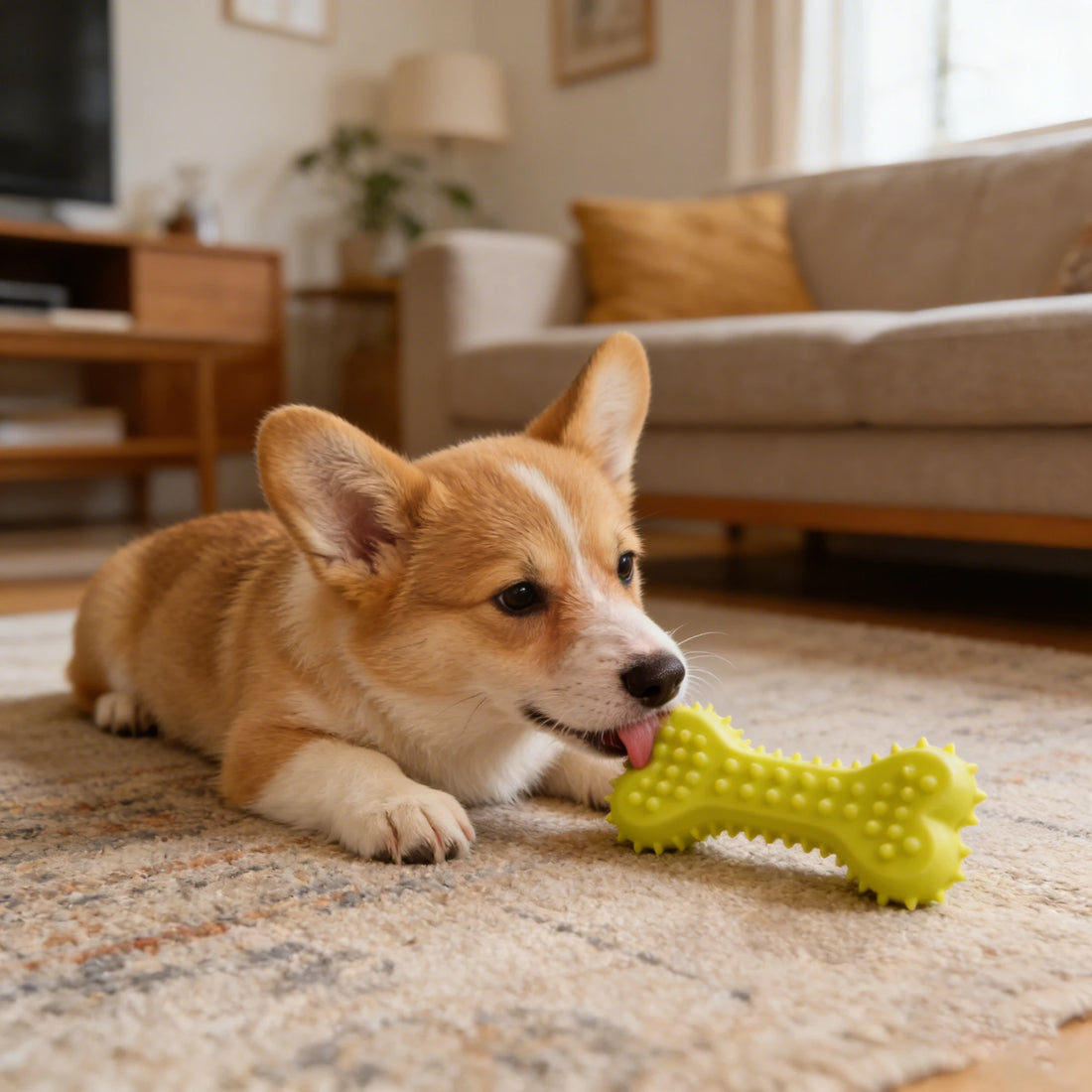 Rubber Chew Toy for Dogs – Bite-Resistant Bone Shape for Dental Health