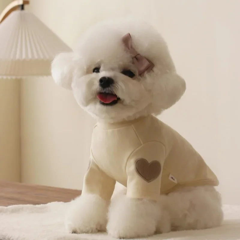 🧸 Cute Bear Love Winter Dog Hoodie – Warm Pet Sweatshirt