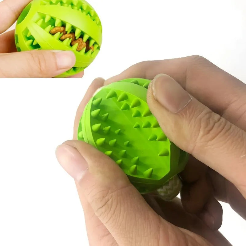 Braided Rope Dog Toy Ball – Chew, Dental Cleaning & Treat Dispenser