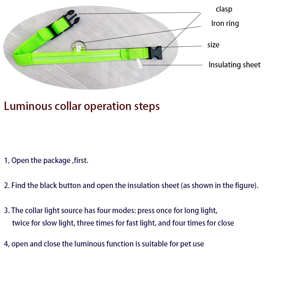 💡 GlowSafe™ LED Night Dog Collar – Flashing Luminous Safety Leash