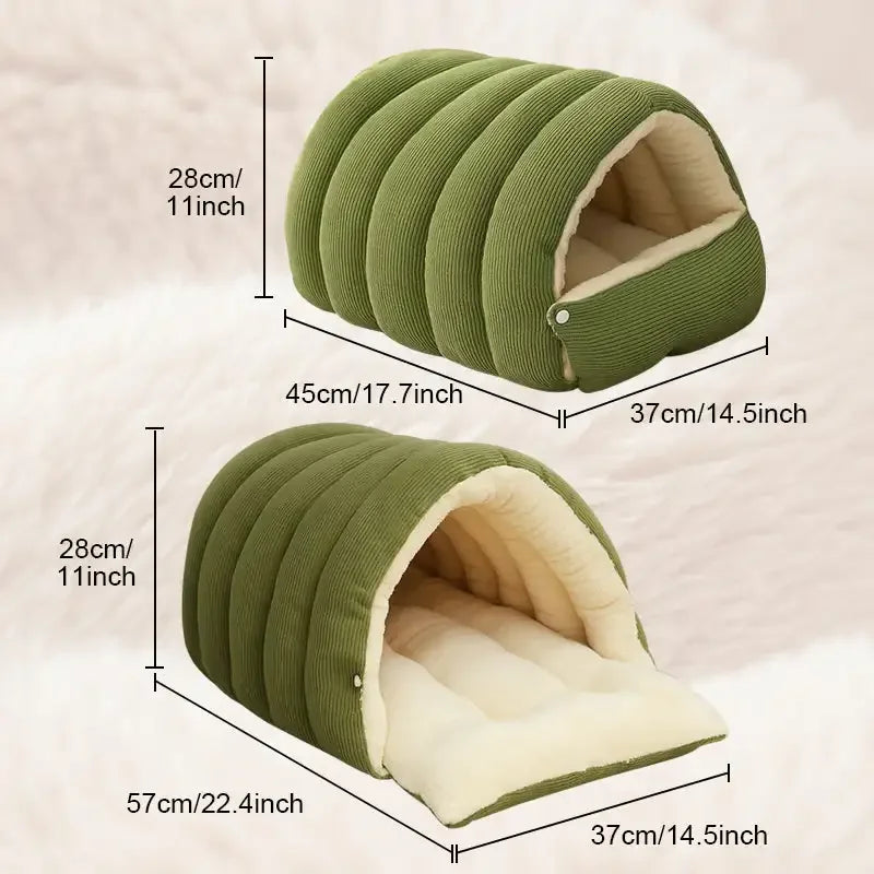 Winter Thermal Plush Enclosed Cat Bed – Warm & Washable Cat House