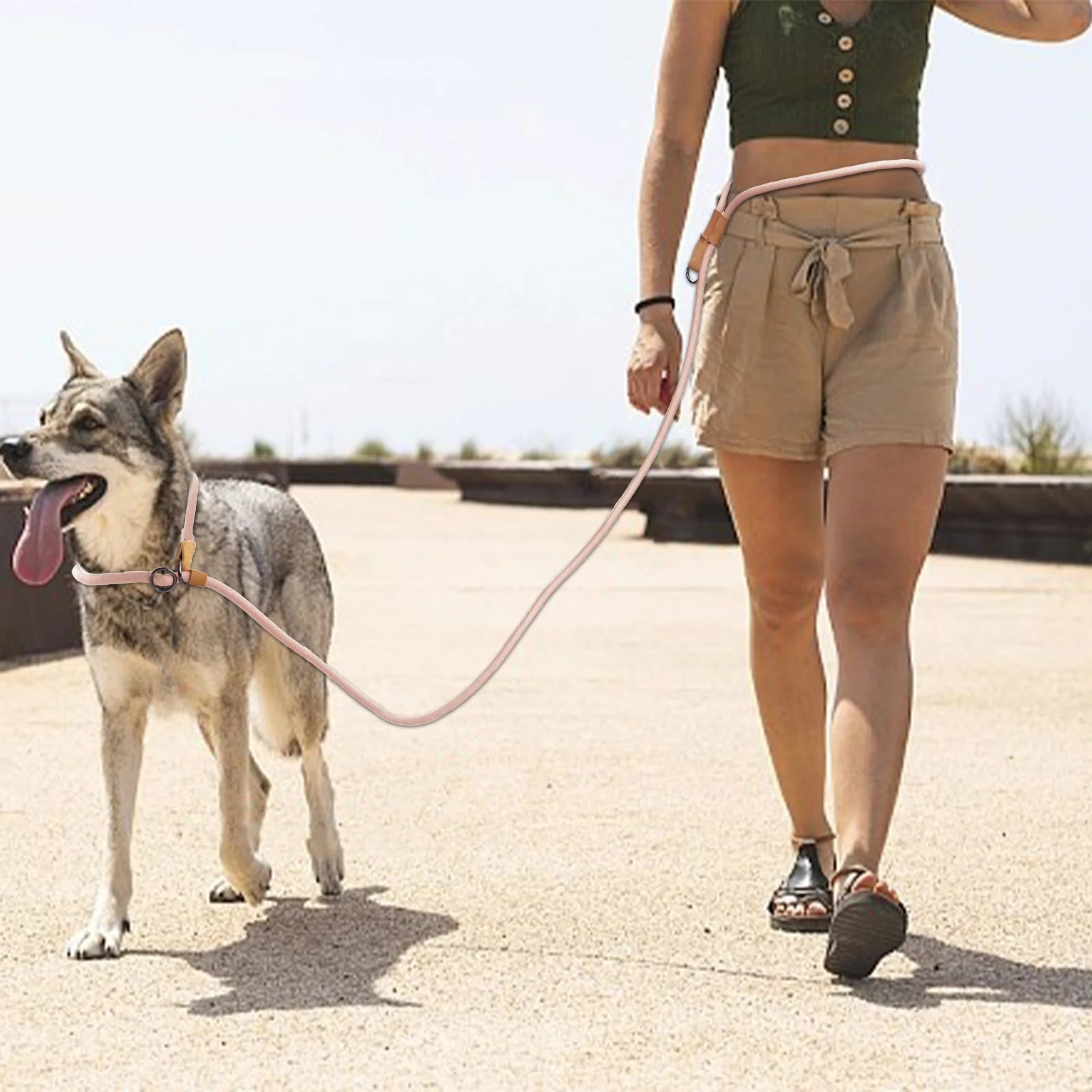🐶 Hands-Free Adjustable P-Shaped Dog Leash – Running & Walking Traction Rope