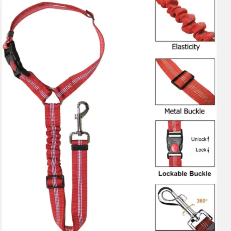 Reflective Pet Car Seat Belt & Harness – Safety Leash for Dogs & Cats