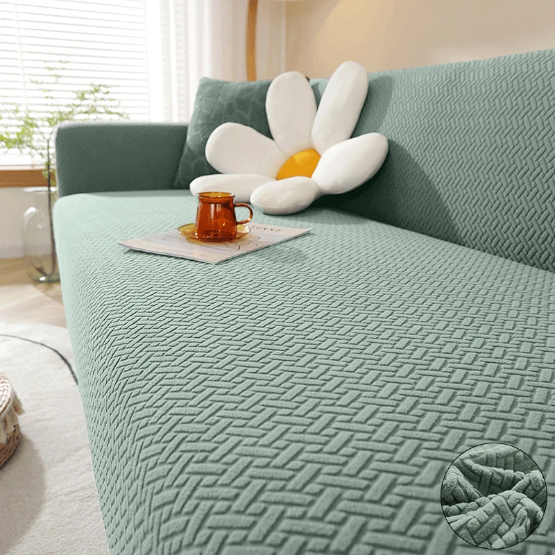 Jacquard Elastic Sofa Cover – Stretch Polar Fleece Slipcover
