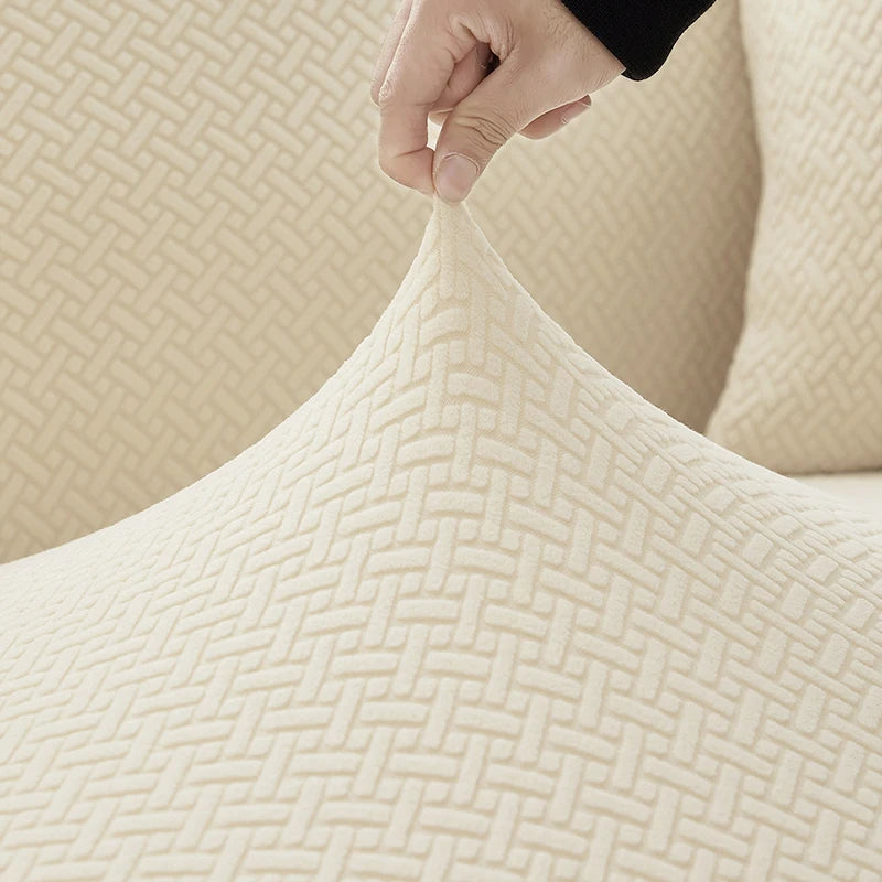 Jacquard Elastic Sofa Cover – Stretch Polar Fleece Slipcover