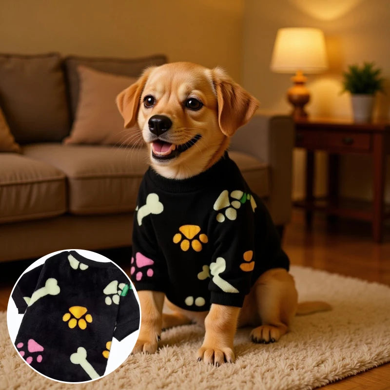 🦴 Cozy Bone Flannel Dog Sweater – Warm Winter Pullover