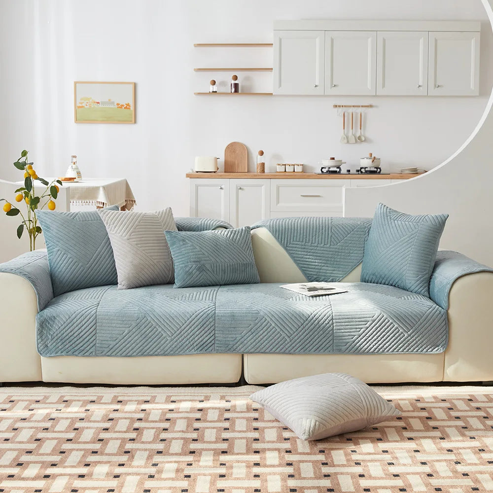 Crystal Velvet Non-Slip Sofa Cover – Modern Slipcover for Living Room