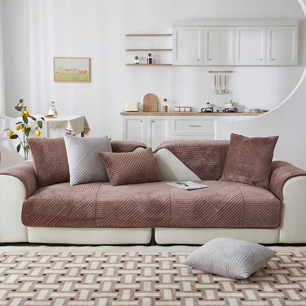 Crystal Velvet Non-Slip Sofa Cover – Modern Slipcover for Living Room