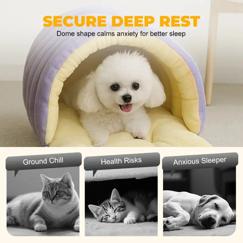 Winter Thermal Plush Enclosed Cat Bed – Warm & Washable Cat House