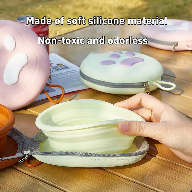 2-in-1 Foldable Silicone Dog Bowl – Portable Travel Feeding & Water Bowl