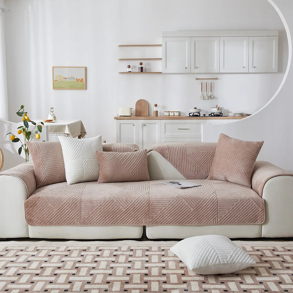 Crystal Velvet Non-Slip Sofa Cover – Modern Slipcover for Living Room