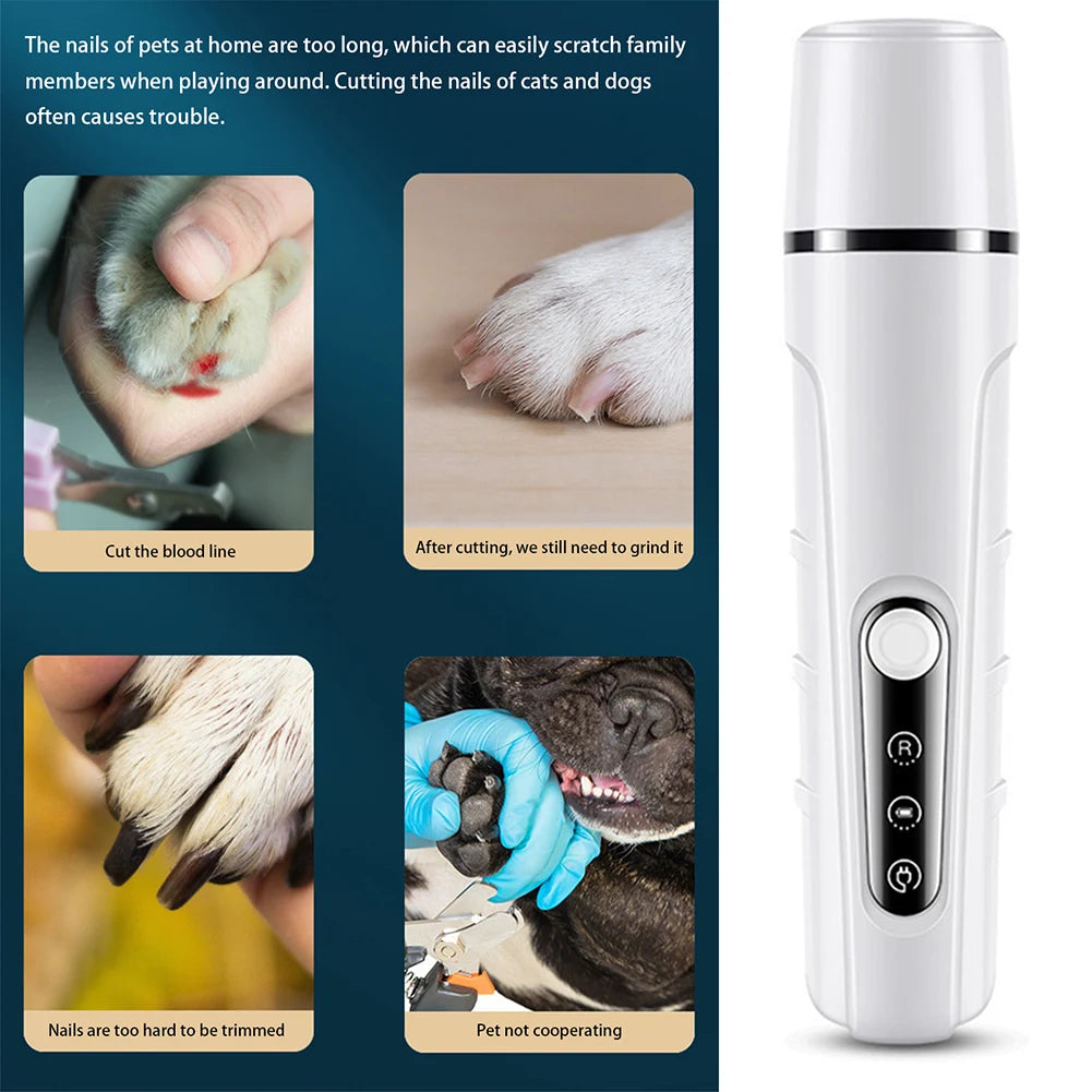 Electric Pet Nail Grinder with LED Light – Dog & Cat Paw Grooming Tool