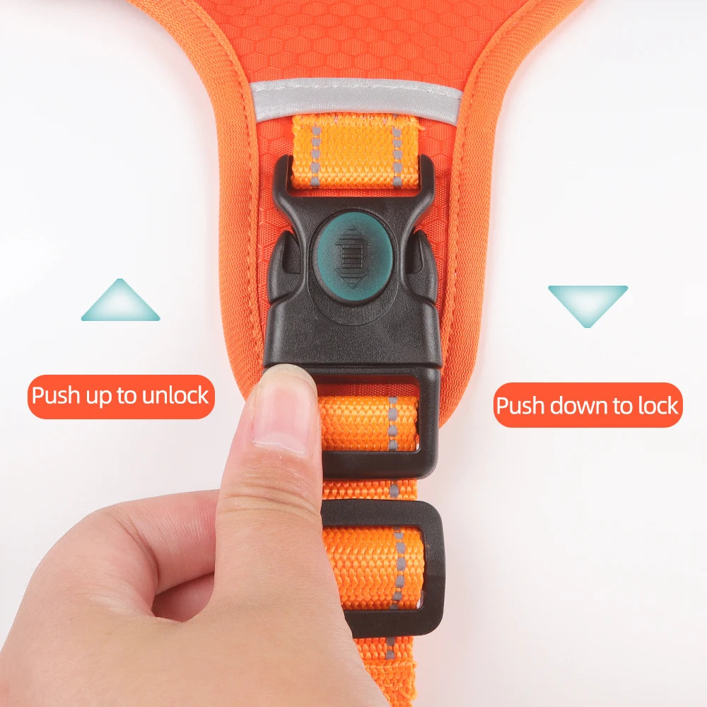 🐶 Reflective Vest Dog Harness – Breathable Anti-Pull Chest Strap