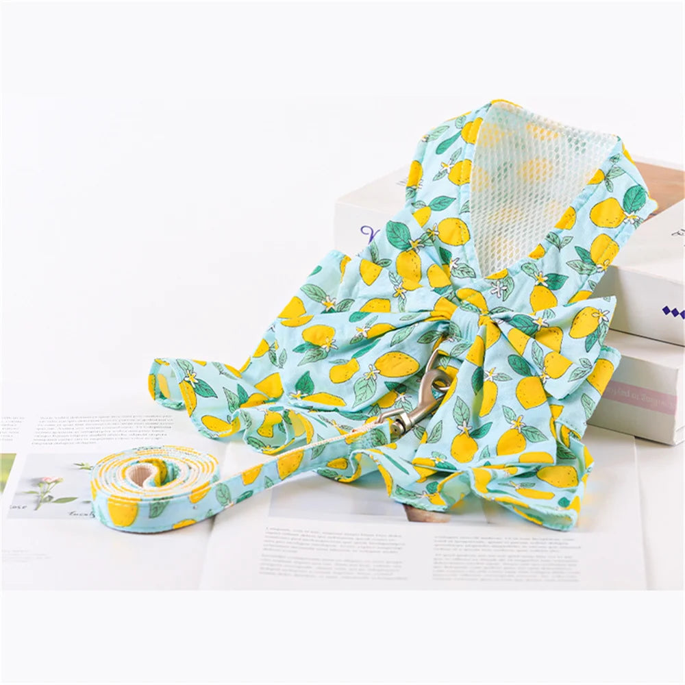 🌸 Floral Pet Dress Set with Bow – Summer Outfit for Cats & Small Dogs