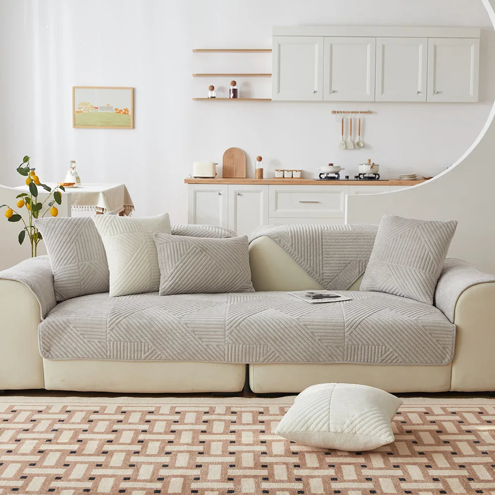 Crystal Velvet Non-Slip Sofa Cover – Modern Slipcover for Living Room