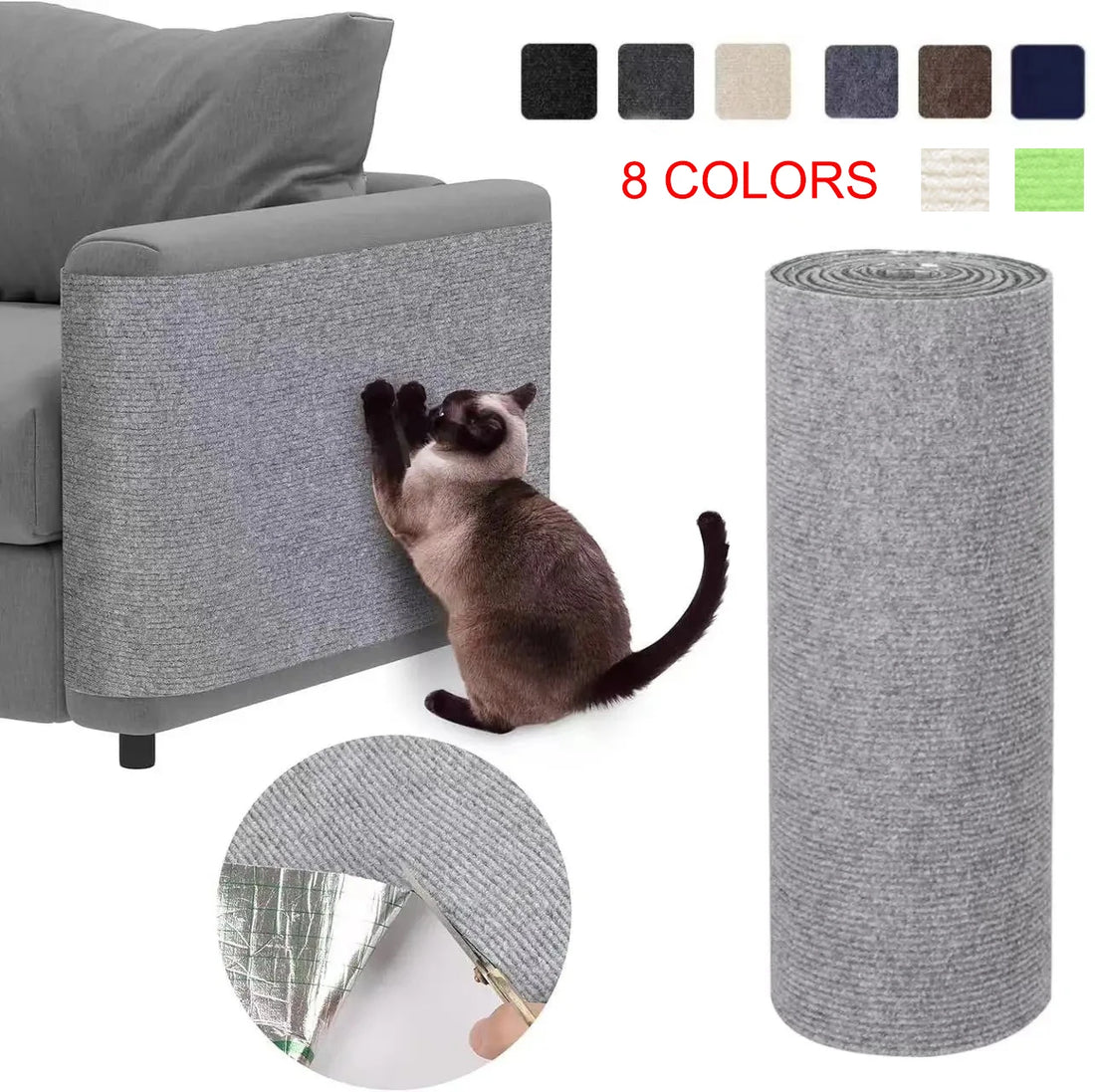 Self-Adhesive Cat Scratching Mat – Trimmable Carpet Furniture Protector