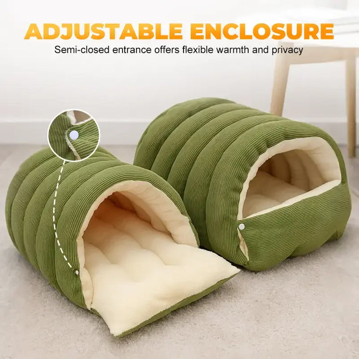 Winter Thermal Plush Enclosed Cat Bed – Warm & Washable Cat House
