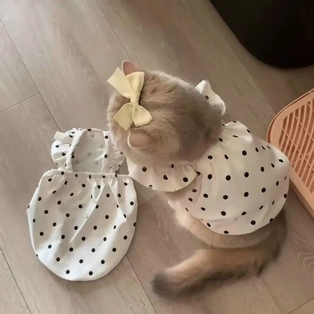 🎀 Polka Dot Princess Pet Dress – Summer Slim Fit Outfit
